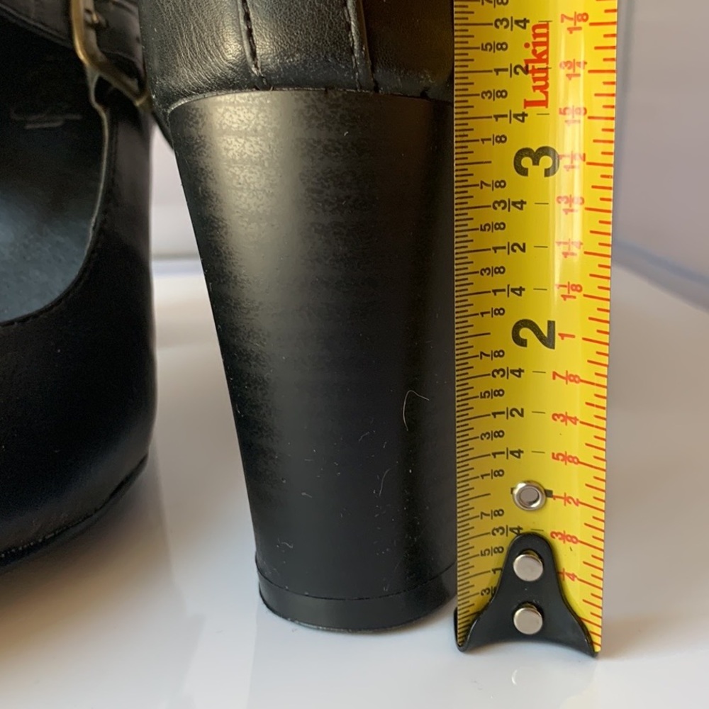 Vintage Style Buckle Strap Stack Heel Zipper Black Ankle Boot Shoes Women's - Picture 8 of 10